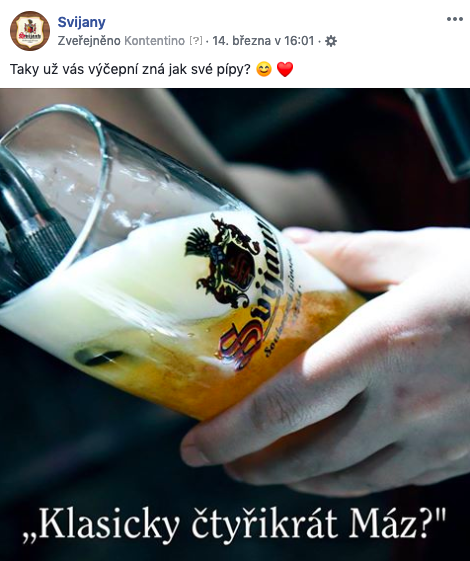 Facebook post Svijany
