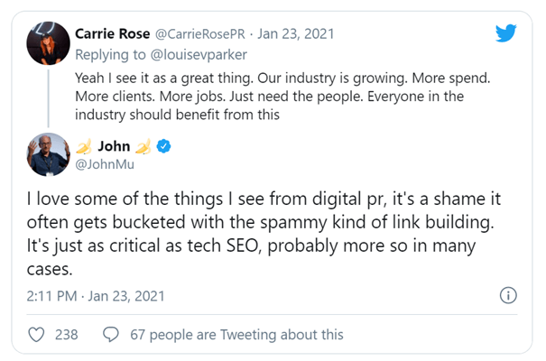 John Mueller Tweets on Digital PR