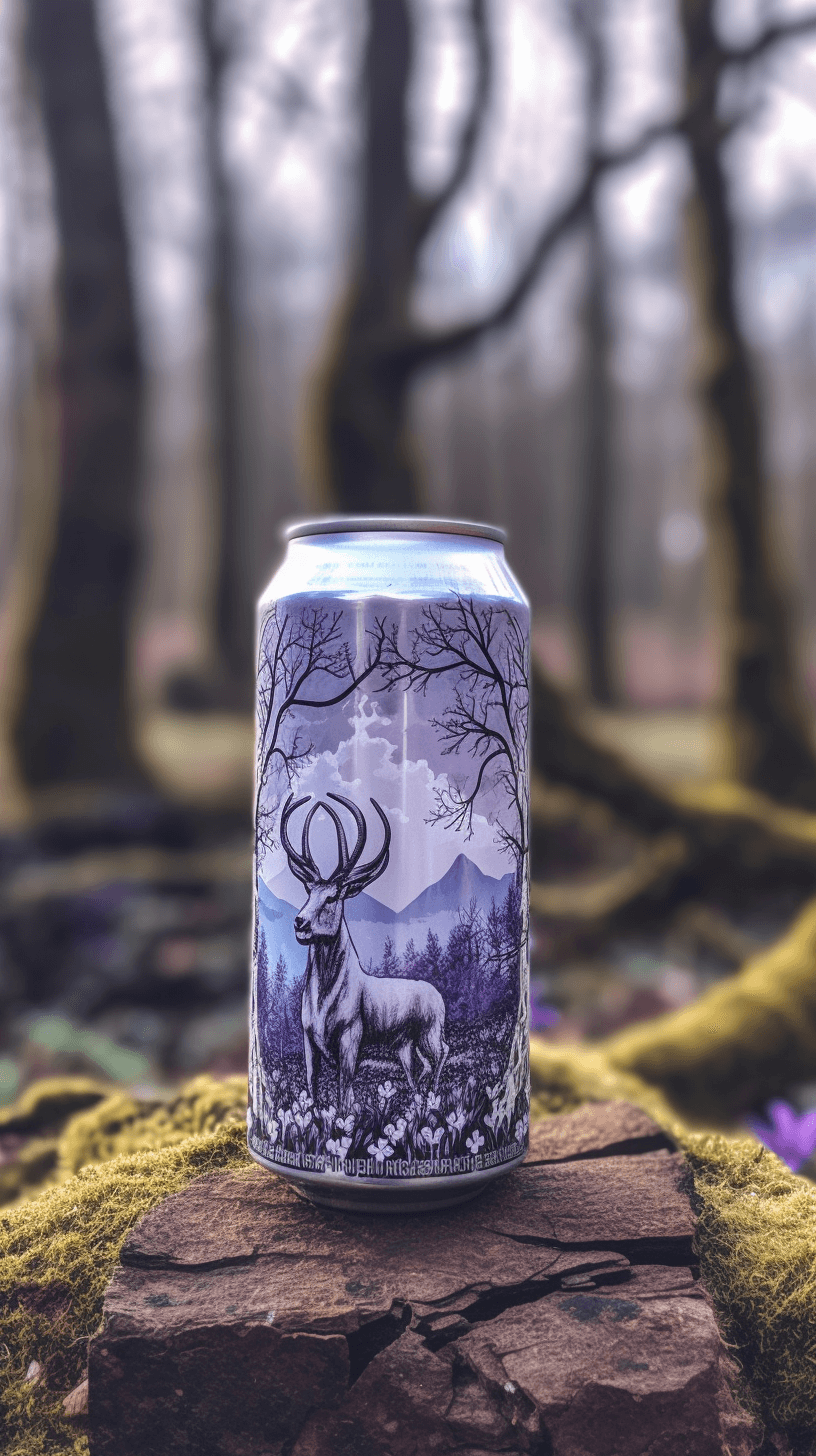 Plechovka piva v přírodě, vygenerovaná pomocí Midjourney