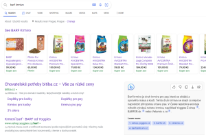Práce s Bing Chat: Ukázka generovaného textu u výpisu produktů