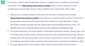 Práce s WebChatGPT: Ukázka promptu "úprava URL"