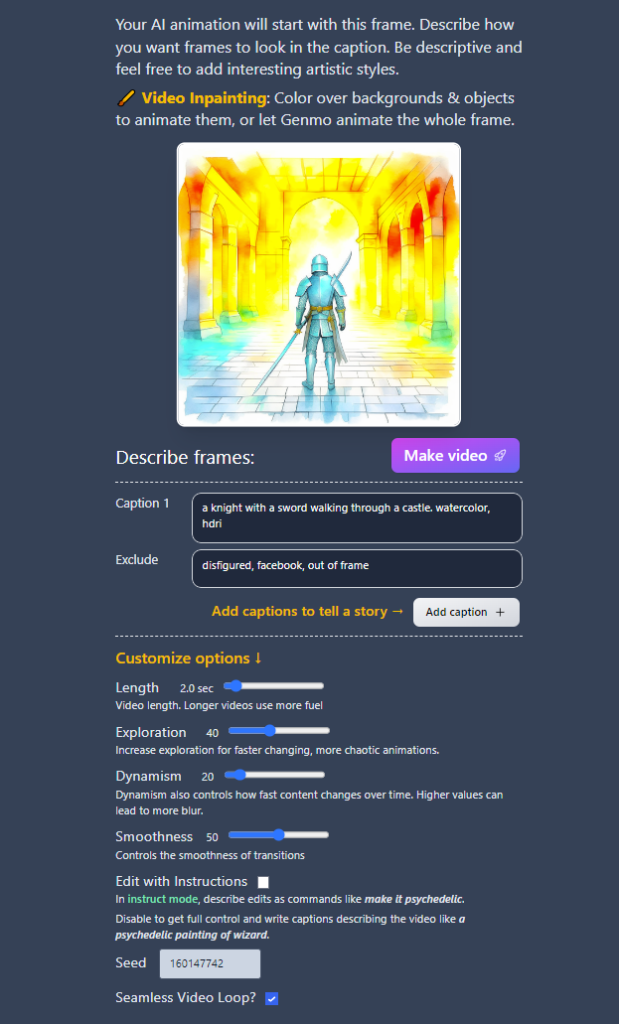 Ukázka úprav videí v Genmo Animate