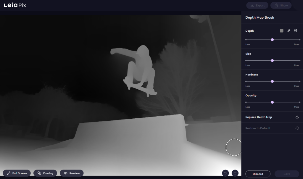 Ukázka hloubkové mapy vygenerované podle referenční fotografie