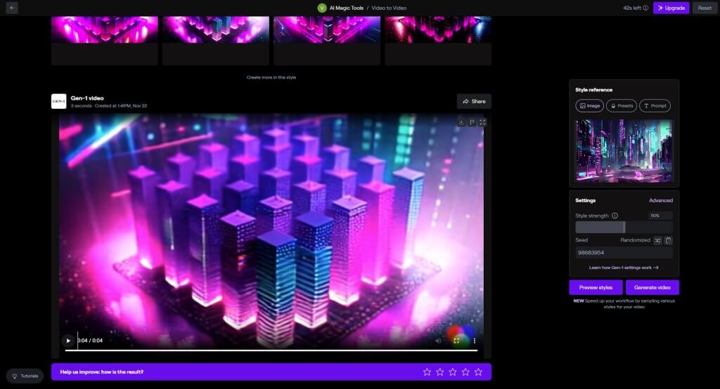 Render finálního videa v RunwayML Gen-1 Video2Video