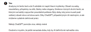 Zadání pro shrnutí celého textu v ChatGPT