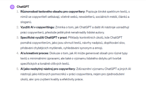 Výsledek shrnutí celého textu v ChatGPT