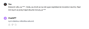 Dokončení věty v ChatGPT