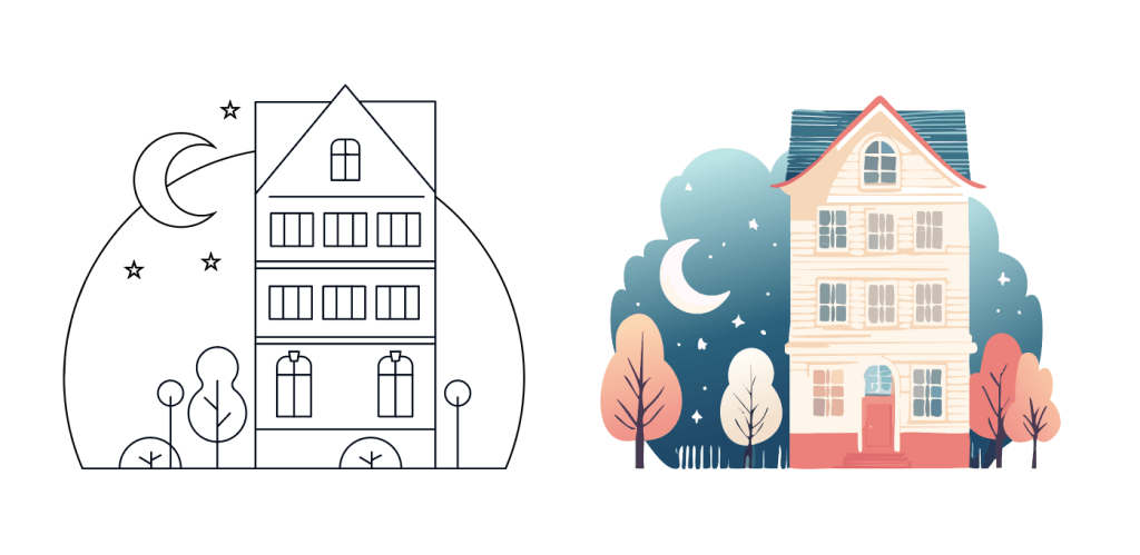 Výsledek Generative Shape Fill 